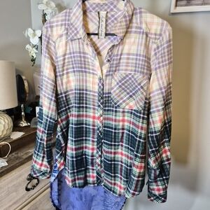 Multicolor Plaid Button-Up Blouse